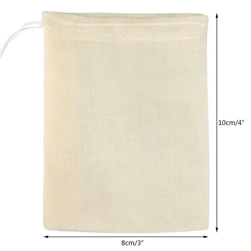 Tayfremn 200Pcs Cotton Drawstring Bags, Reusable Muslin Bag Natural Cotton Bags with Drawstring Produce Bag Bulk Gift Jewelry Pouch for Party Wedding Home Storage, Natural Color (4 x 3 Inches) - Image 2